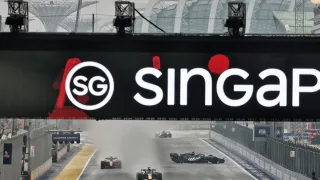 George Russell crashes out of lead of Singapore GP sprint