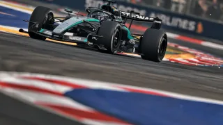 George Russell fastest from Charles Leclerc in sole Singapore GP practice